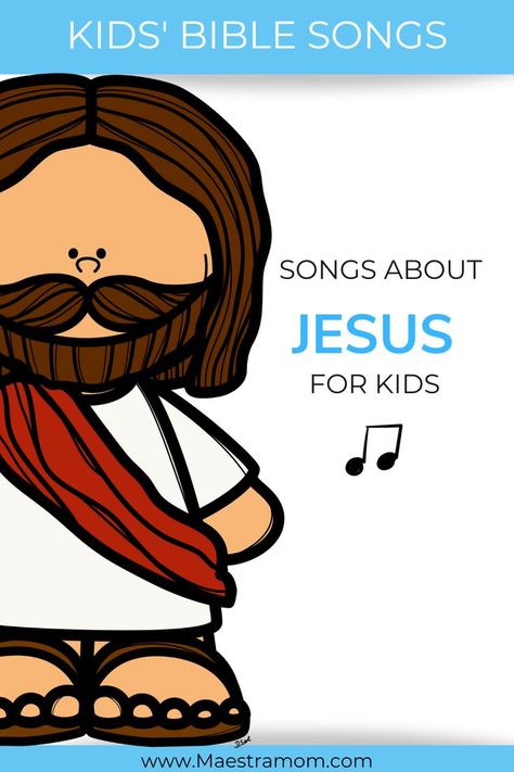 Let's sing Bible songs about Jesus! Discover 11 fun and simple songs to familiar tunes to teach little ones about Jesus. Bible songs for church, home, VBS, Sunday school, and Bible class. Free song downloads. Bible School Songs, Children's Church Songs, Childrens Bible Songs, Bible Songs For Kids, Sunday School Songs, Bible Heroes, Simple Songs, Church Songs, Color Songs