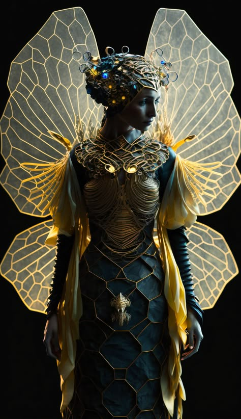 Bee Armor, Bee Costume Diy, Bee Fairy, Queen Bee Costume, Fairy Wings Costume, Bee Wings, Bee Costume, Bee Dress, Goddess Costume