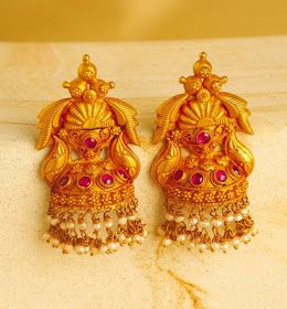 Buttalu Designs, Temple Jewellery Earrings, Simple Gold Earrings, Bridal Necklace Designs, Gold Pearl Jewelry, Antique Necklaces Design, Antique Gold Jewelry Indian, Antique Jewellery Designs, Gold Necklace Indian Bridal Jewelry