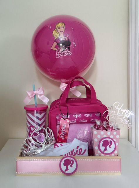 Barbie Basket Ideas, Barbie Gift Basket, Barbie Basket, Handmade Hamper, Theme Baskets, Hamper Gift Basket, Simple Birthday Party, Kids Gift Baskets, Barbie Gifts