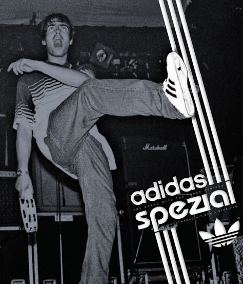 Liam Gallagher Adidas Spezial Poster. Adidas Orginals. Liam Gallagher wearing trainers. Oasis. Noel Gallagher. SPZL. Liam Gallagher Poster, Oasis Poster Vintage, Posters Adidas, Casuals Football Style, Oasis Adidas, Cold Photos, Adidas Campaign, Oasis Poster, Adidas Poster