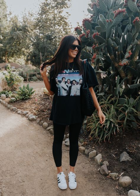 Graphic tee SALE!!! | Mint Arrow Oversized T Shirt And Leggings, Band Tee Leggings Outfit, Tees And Leggings Outfit, Oversized Band Tee Outfits Summer, Band Tee And Leggings Outfit, Tshirts Outfits Ideas, Loose Tshirt Outfits Casual, Oversized Band Tshirt Outfit, Tshirt With Leggings Outfit