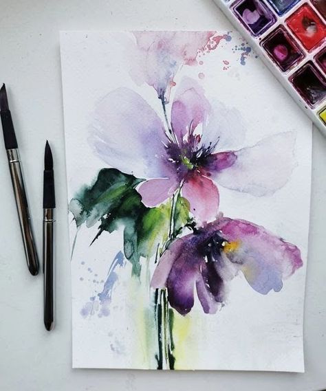 Abstract Floral Watercolor Paintings, Loose Flower Watercolor, Loose Watercolor Florals, Loose Floral Watercolor Painting, Watercolour Pictures, Minimal Tattoo Designs, Loose Watercolour, Abstract Watercolor Flower, Loose Watercolor Paintings