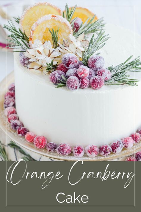 Orange Cranberry Bundt Cake Recipe, Orange Cranberry Pound Cake Recipe, Sugared Cranberries On Cake, Cranberry Orange Layer Cake, Cranberry Orange Christmas Cake, Vanilla Cake With Cranberry Filling, Cranberry And Orange Cake, Orange Slice Candy Cake, Cranberry Layer Cake