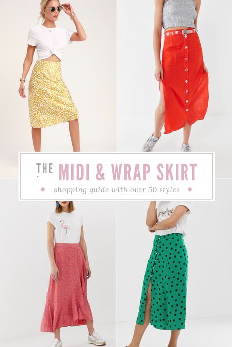 10 Ways to Style Your Wrap and Midi Skirts + Shopping Guide with Over 50 Styles #midiskirt #wrapskirt #springstyle #summerstyle #skirt Skirts Shopping, Wrap Skirt Outfit, Foods To Avoid During Pregnancy, Skirt Styles, Club Fashion, Motherhood Inspiration, Weekend Outfits, Midi Wrap Skirt, Machine Sewing