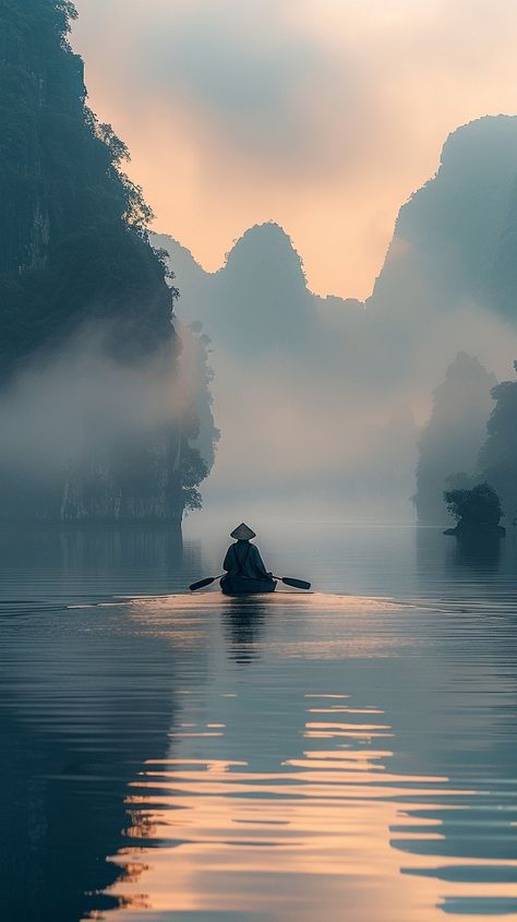 "Misty #RiverMorning: A lone #Rower glides through a serene river flanked by #MistCoveredMountains at #Dawn. #River #Mist #Mountains #Sunrise #Solitude #AIArt #AIPhoto #Stockcake ⬇️ Download and 📝 Prompt 👉 https://stockcake.com/i/misty-river-morning_1030378_1048755" Mist Aesthetic, Misty Sunrise, Mountains Sunrise, Misty Landscape, Misty Dawn, Beauty Technology, Landscape Inspiration, Misty Mountains, Misty Mountain