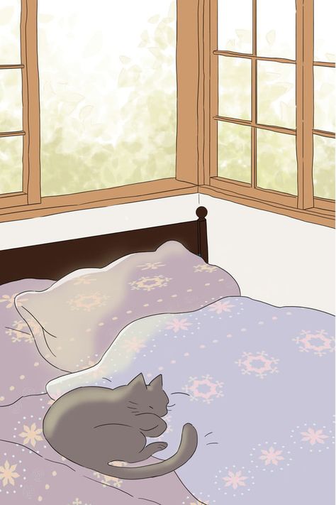 Beautiful Cartoon Indoor Bed Background Poster Bed Anime Background, Fond Gacha Life, Gacha Bed, Anime Bedroom Background, Gacha Bedroom, Bed Background, Bed Illustration, Bed Cartoon, Bed Drawing