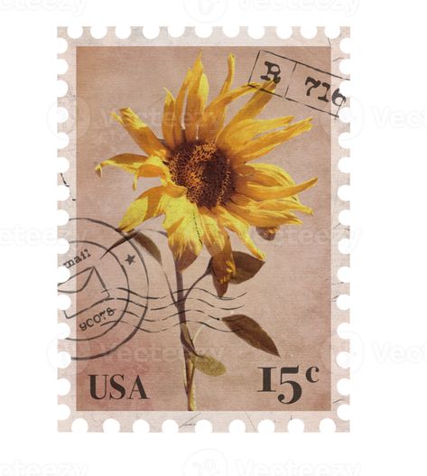 Post Stamp Aesthetic, Sunflower Postage Stamp Tattoo, Vintage Postage Stamps Printable, Letter Stamp Aesthetic, Stamp Aesthetic, Wedding Card Writing, Body Doodles, Vintage Stamps Postage, Aesthetic Scrapbooking