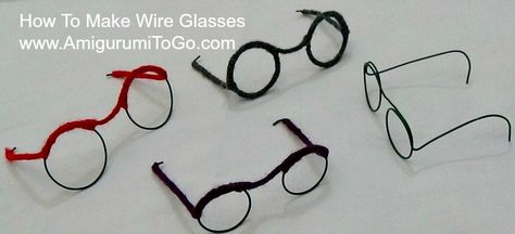 How To Make Wire Glasses For Dolls and Amigurumi ~ Amigurumi To Go Wire Glasses, Accessoires Barbie, Amigurumi Tutorial, Miniatures Tutorials, Doll Tutorial, Doll Eyes, 판타지 아트, Doll Crafts, Printable Patterns