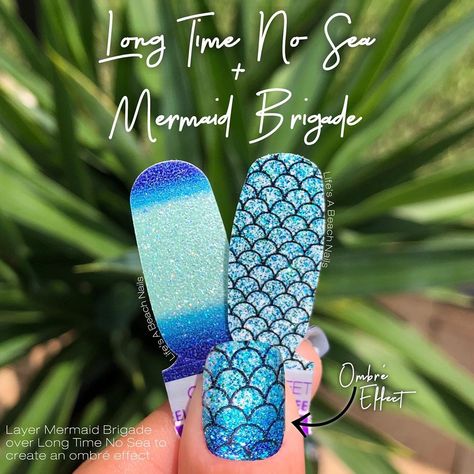 Color Street Mermaid Brigade, Mermaid Brigade Color Street, Color Street Mermaid Brigade Combo, Color Street Mermaid, Diy Summer Nails, Street Images, Unicorn Nails Designs, Nail Combos, Mani Ideas