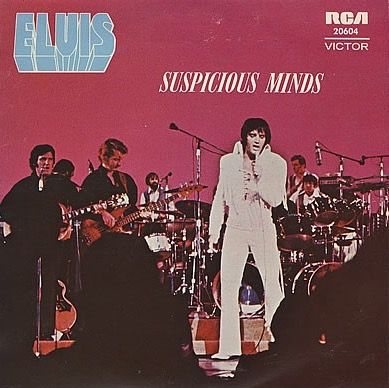 Suspicious Minds single. Elvis Presley Suspicious Minds, Elvis Presley Records, Suspicious Minds, King Of Music, Golden Oldies, Vinyl Labels, Fade Out, Record Collection, Vintage Vinyl Records