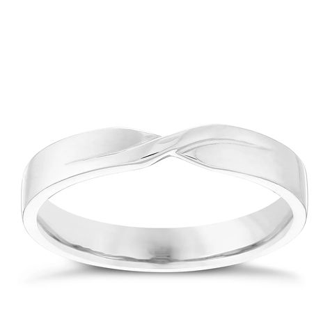 Ladies' 9ct White Gold Plain Twist Band- H.Samuel Curved Wedding Bands For Women, Womens Wedding Rings, Wedding Bands For Women, Crossover Diamond Ring, Wedding Ring Shapes, Beautiful Wedding Bands, Platinum Wedding Rings, Twisted Band, Plain Bands