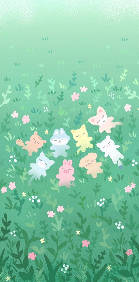 April Wallpaper, Wallpaper Skz, Kpop Iphone Wallpaper, Kids Zoo, Soft Wallpaper, Spring Wallpaper, Cat Wallpaper, Green Wallpaper, Kids Wallpaper