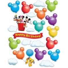 Mickey Mouse Classroom, Birthday Bulletin Board, Disney Themed Classroom, Birthday Board Classroom, 1 Happy Birthday, Mickey Mouse Balloons, Disney Mickey Mouse Clubhouse, Birthday Bulletin Boards, Birthday Bulletin