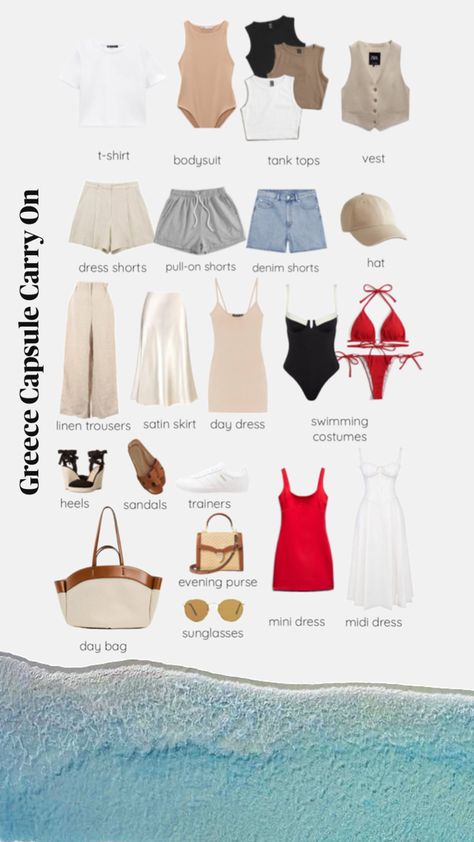 Greece Capsule Wardrobe, Greece Summer Outfits, Soft Summer Fashion, Basic Summer Outfits, Travel Capsule Wardrobe Summer, Autumn Capsule Wardrobe, Casual Weekend Style, Capsule Wardrobe Women, Outfit Primavera