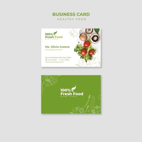 Healthy Logo Design, Car Restaurant, Digital Marketing Post, Restaurant Card, Healthy Logo, Food Business Card, Restaurant Business Cards, Business Card Set, Business Car