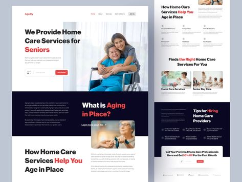 About Us Page Design, Creative Market Design, Senior Day, Directory Design, Aging In Place, Modern Website, Template Site, Design Jobs, Website Inspiration