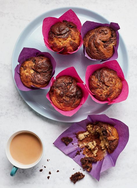 Banana, Chocolate and Hazelnut Muffins Mary Berry Banana Loaf, Hazelnut Muffins, Cooking Books, Janes Patisserie, Banana Loaf, Cardamom Buns, Chocolate Hazelnut Spread, Banana Chocolate, Hazelnut Spread