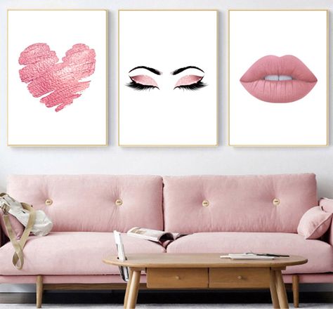 Cute Eyelashes, Lips Wall Art, Colorful Art Paintings, Makeup Wall Art, Salon Design Ideas, Beauty Room Vanity, Salon Wall Art, Room Vanity, Beauty Salon Design