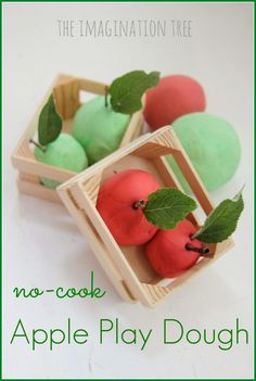 No cook apple play dough recipe Apple Scented Playdough Recipe No Cook, Apple Crafts, Scented Play Dough, Play Dough Recipe, Apple Preschool, Imagination Tree, Apple Unit, Apple Activities, Playdough Activities