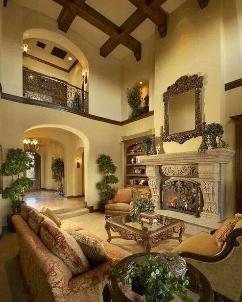 Beautiful living area! Tuscan Living Rooms, Mediterranean Living Room, Mediterranean Living, Warm Home Decor, Tuscan Design, Room Photo, Mediterranean Home Decor, Tuscan House, Tuscan Decorating