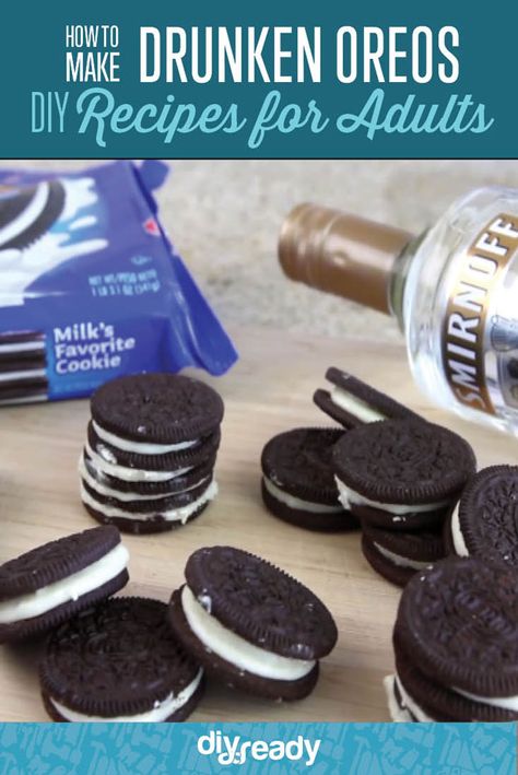 Drunken Oreos Booze Desserts, Alcohol Desserts, Alcohol Treats, Drunken Desserts, Fun Beverages, Boozy Baking, Boozy Treats, Alcoholic Treats, Boozy Cupcakes