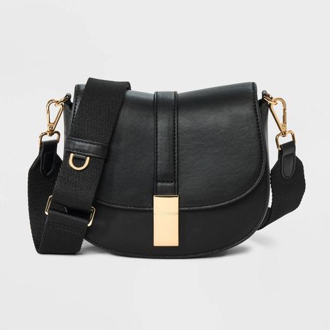 Saddle Crossbody Bag - A New Day™ | Target Target Purse, Saddle Crossbody Bag, Black Crossbody Purse, Top Handle Handbags, Crossbody Messenger Bag, Black Crossbody, Small Purse, Black Cross Body Bag, A New Day