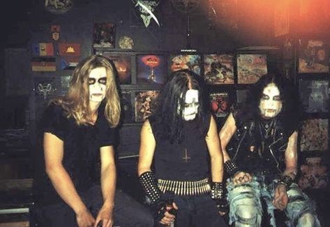 Occultus, Euronymous, Nocturno Culto, Zephyrous and Janusz Grycel at Helevete, 1991. Pelle Ohlin, Mayhem Black Metal, Mayhem Band, Chaos Lord, Black Metal Art, Extreme Metal, Riot Grrrl, Gothic Metal, Joan Jett