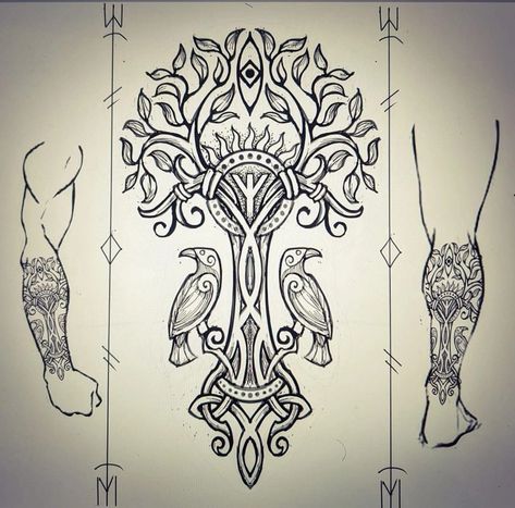 Viking Mask Tattoo, Celtic Art Tattoo, Yggdrasil Art, Druid Tattoo, Yggdrasil Tattoo, Viking Tattoos For Men, Traditional Viking Tattoos, Norse Art, Norse Mythology Tattoo