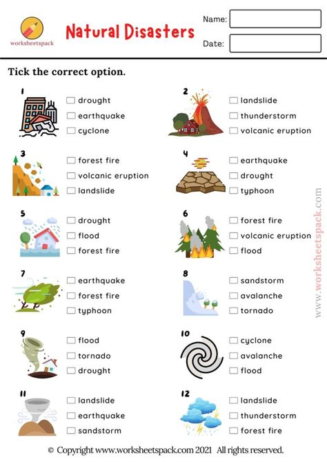 Natural Disasters Quiz Free PDF - Printable and Online Worksheets Pack Natural Disasters Activities For Kids, Nature Worksheets For Kids, Nature Worksheets, Natural Disasters Lessons, Natural Disasters Activities, Nature Worksheet, Quizzes For Kids, Free Quizzes, Vocabulary Quiz