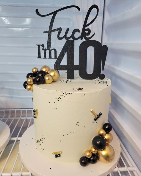 40 Birthday Cake Black And Gold, 40 Year Birthday Cake For Men, Black White Silver And Gold Birthday Cake, White Black And Gold Cake Ideas For Men, Black And Gold Cake Decoration, 50th All White Birthday Party Ideas For Men, Black And Gold 50th Birthday Cake For Men, Black White And Gold 40th Birthday Party, 40th Birthday Black And Gold Party Ideas