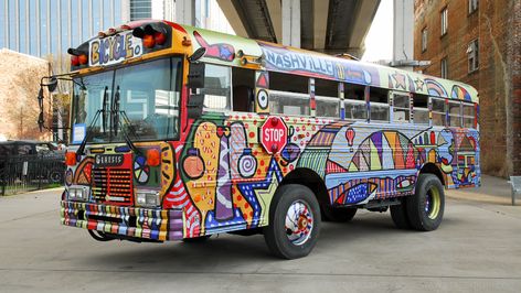 Vans Painted, Converted Bus, Old School Bus, Bus Art, Human Capital, Bus Living, School Bus Conversion, Hippie Bus, Early Childhood Classrooms