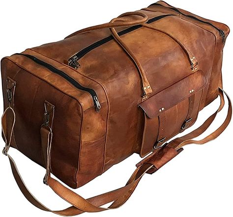 Large Leather 32 Inch Luggage Duffel Weekender Travel Overnight Carry One Duffel Bag For Men (BROWN) : Amazon.ca: Clothing, Shoes & Accessories Mens Weekend Bag, Leather Holdall, Large Travel Bag, Leather Duffel Bag, Holdall Bag, Leather Weekender Bag, Leather Duffel, Leather Weekender, Leather Duffle Bag