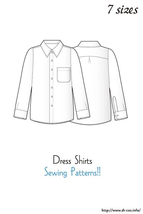 Mens Shirt Pattern Drafting, Collared Shirt Sewing Pattern, Shirt Collar Pattern Drafting, Men’s Shirt Pattern Free, Ladies Shirt Pattern Drafting, Dress Shirt Sewing Pattern, Japanese Sewing Patterns, Shirt Dress Pattern, Shirt Sewing Pattern