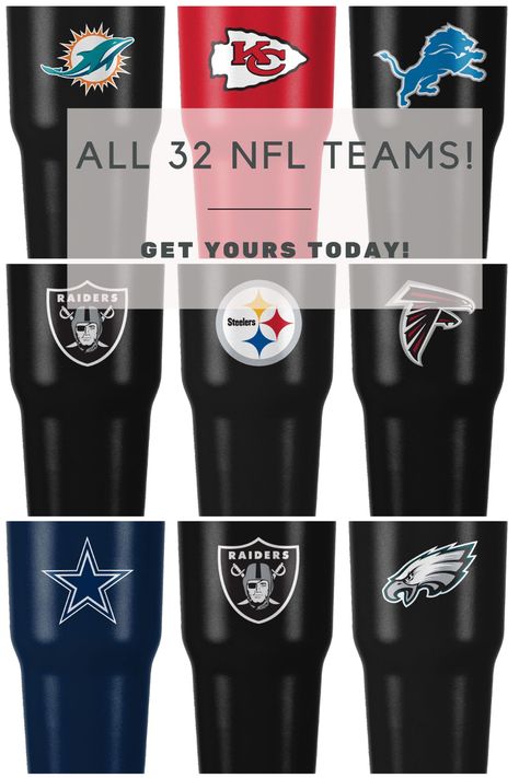 Looking for something to get the "die-hard" fan in your life!?! Rep your favorite NFL team at the tailgate, at home, office, anywhere with this 30oz tumbler! All 32 teams available! #nfl #nflgifts #sportsgifts 32 Nfl Teams, Go Steelers, Nfl Gifts, At Home Office, Bbq Set, Nfl Kansas City Chiefs, Nfl Teams Logos, Mug Tumbler, 30 Oz Tumbler