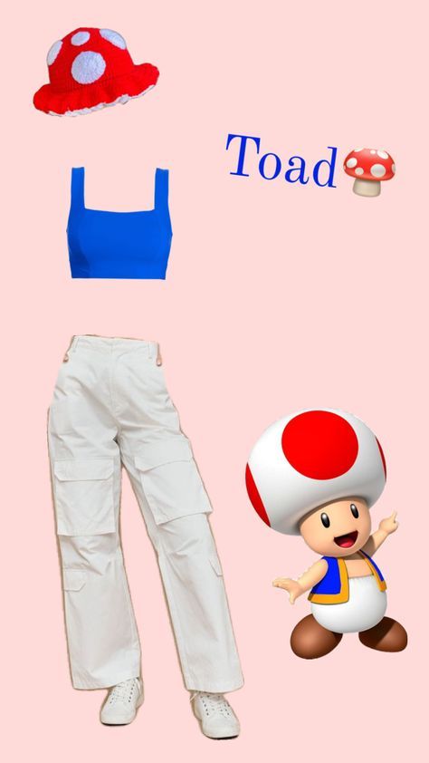 #toad Toad Toadette Costume, Toad Halloween Costume Women, Toadstool Costume Mario, Mario Toad Dog Costume, Super Mario Party Outfit, Super Mario Bros Toad Costume, Womens Toad Costume, Mario Kart Toad Costume, Super Mario Cosplay Ideas