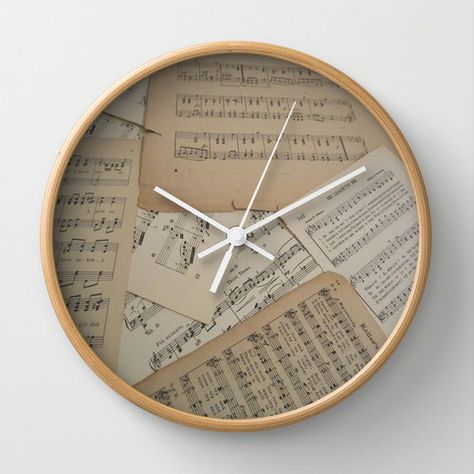 Diy Wall Clock Ideas, Decoupage Wall, Music Clock, Key Crafts, Musician Art, Handmade Wall Clocks, Diy Vintage Decor, Diy Wand, Diy Wall Clock