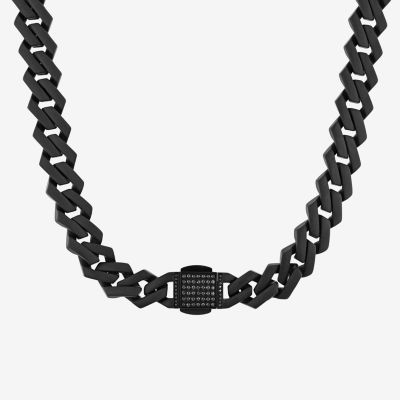 Helzberg Diamonds, Link Chain Necklace, Black Diamonds, Black Stainless Steel, Chain Link Necklace, Necklace Sizes, Link Necklace, Chain Pendants, Stainless Steel Chain