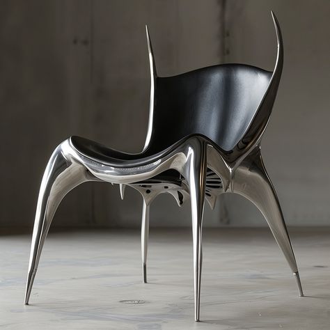 And another one! The IronClad Chair design concept. Introducing a visionary blend of futuristic design and ergonomic perfection, inspired by the raw, unyielding lines of brutalist architecture, the biomechanical elegance through intricate details, reflecting the stark, powerful forms of brutalism. #architecture #brutalistarchitecture #brutalism #steelchair #industrialdesign #designerchair #biomechanics #render #ai #judasmordache #furnituredesign #modernart #futuristicart #modernarchitecture Futuristic Brutalism, Brutalist Chair, Brutalism Furniture, Metal Rendering, Futuristic Rooms, Futuristic Decoration, Architecture Futuristic, Futuristic Elegance, Brutalist Furniture