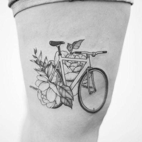 Bicycle Tattoo For Women, Bycicle Tatoos, Bike Tattoo Ideas, Tattoo Bike, Cycling Tattoo, Mountain Bike Tattoo, Snail Tattoo, Bike Tattoo, Gear Tattoo