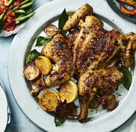 Moroccan-style spatchcock chicken with... | Asda Good Living Chicken With Dill, Asda Recipes, Chicken Broth Recipes, Roasted Shallots, Recipes For The Family, Family Home Decor, Spatchcock Chicken, Quick Pasta, Moroccan Chicken