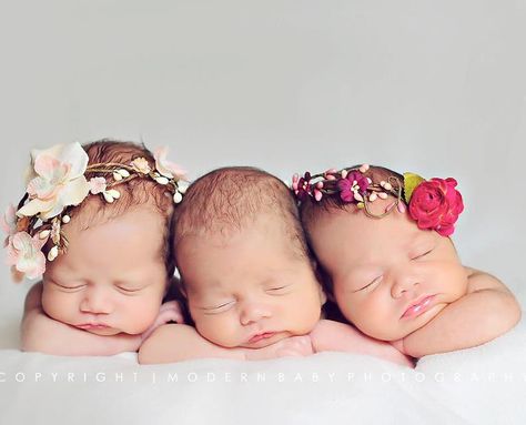 Beautiful newborn headbands from vendor called 'Garden Halo' http://www.facebook.com/GardenHalo1 Triplets Photography, Newborn Triplets, Cousin Pictures, Newborn Flower, Triplet Babies, Build A Business, Foto Baby, Newborn Shoot, We Are The World