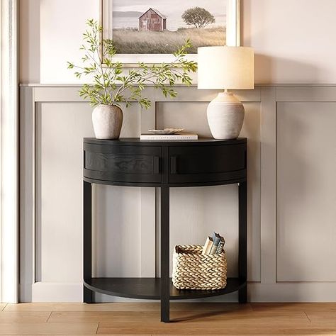 Farmhouse Half Moon Console Table - Small Entry Table with Storage for Narrow Spaces - Modern Home Decor - Living Room Furniture - Wood Entryway Table with Doors and Black Knobs (Blackened Oak)

#homedesign #homedecor #housedesign #housedecor #room #roomdecor #roomdesign #interior #design #home #house #furniture #decor #bedroom #kitchen #livingroom Entry Table With Storage, Small Entry Table, Small Hallway Table, Wood Entryway Table, Small Entry Tables, Small Entryway Table, Half Moon Console Table, Modern Boho Home Decor, Black Knobs