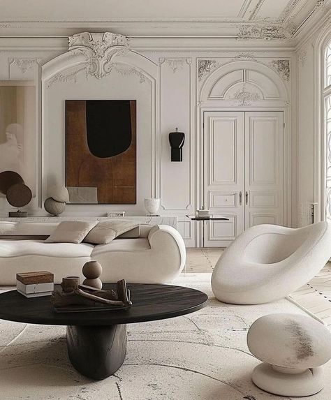 Neutral Modern Living Room, Night Interior, Neoclassic Interior, Shanghai Style, Monochrome Living, Monochrome Living Room, Midcentury Interior, Paris Interiors, Neoclassical Interior