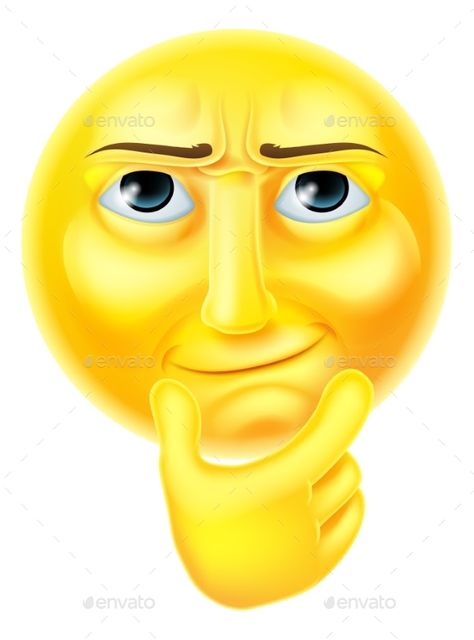 A thinking emoji emoticon smiley face character looking interested with hand on chin Thinking Emoji, Faces Emoji, Emoji Memes, Images Emoji, Honest Reaction, Blue Emoji, Funny Emoji Faces, Funny Emoticons, Emoji Faces