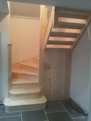 6 winder staircase, made to measure in pine 275mm strings (delivery options) Scale Loft, Dormer Loft Conversion, Staircase Kits, Loft Staircase, Attic Staircase, Rustic Stairs, Attic Renovation Ideas, Renovation Kitchen, Loft Stairs