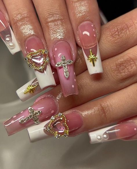 Solid Color Nails With Charms, Kali Uchis Nails Ideas, Kali Uchis Nail Ideas, Kali Uchis Nails, Gel X Nails, X Nails, Nails Summer Nails, Grunge Nails, Nails Winter