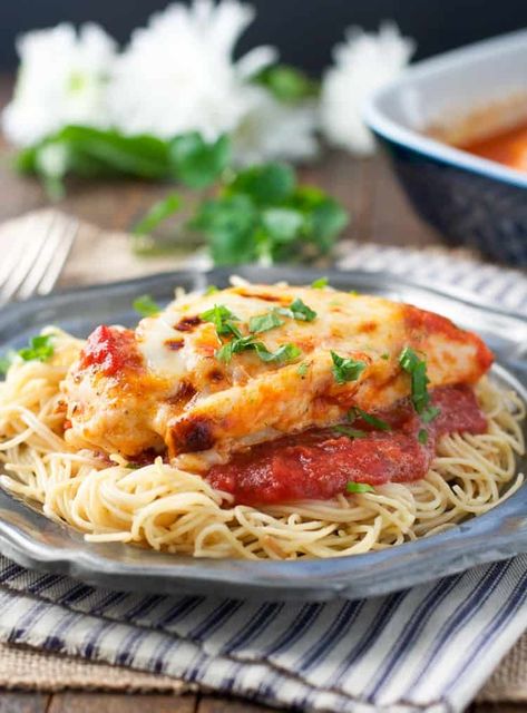 30 Days of Dump-and-Bake Dinners! Bake Healthy, Healthy Chicken Parmesan, Chicken Parmesan Recipe, The Seasoned Mom, Easy Chicken Parmesan, Soup Appetizers, Baked Dinner, Dump Meals, Baked Chicken Parmesan