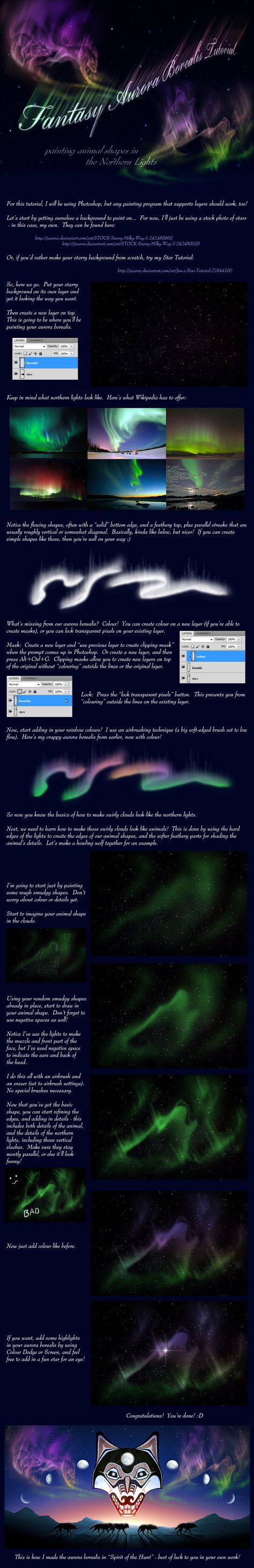 How to paint (& paint animals in) Northern Lights by Jocarra on Deviant Art: http://jocarra.deviantart.com/art/Fantasy-Aurora-Borealis-Tutorial-316862233  *NOTE, not my art- simply linking so other aspiring artists may use the tutorial for learning. I own no rights. You can use the included link to go to the original page. Northern Lights Digital Art Tutorial, Northern Lights Painting Tutorial, Aurora Borealis Character Design, Aurora Borealis Art Project, Cloud Animals, Aurora Borealis Digital Art, Lights Illustration, Winter Travel Essentials, Paint Animals