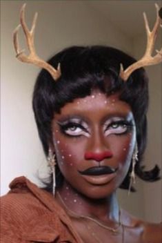 Deer Face Type, Deer Cosplay, Deer Makeup Tutorial, Cheetah Makeup, Deer Face, Deer Makeup, Neutral Eyes, Embrace Nature, A Deer